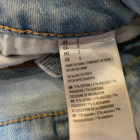 2 Pairs Of Blue Distressed American Eagle Jean Shorts, Sizes 0 & 2 - Picture 6 of 7